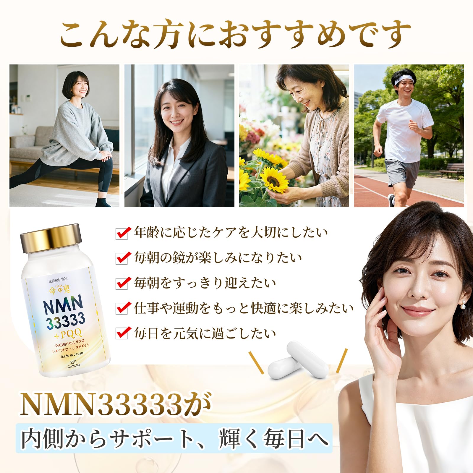 Amazon | NMN サプリメント 日本製 33,333㎎（1粒に277㎎）高純度 99.9