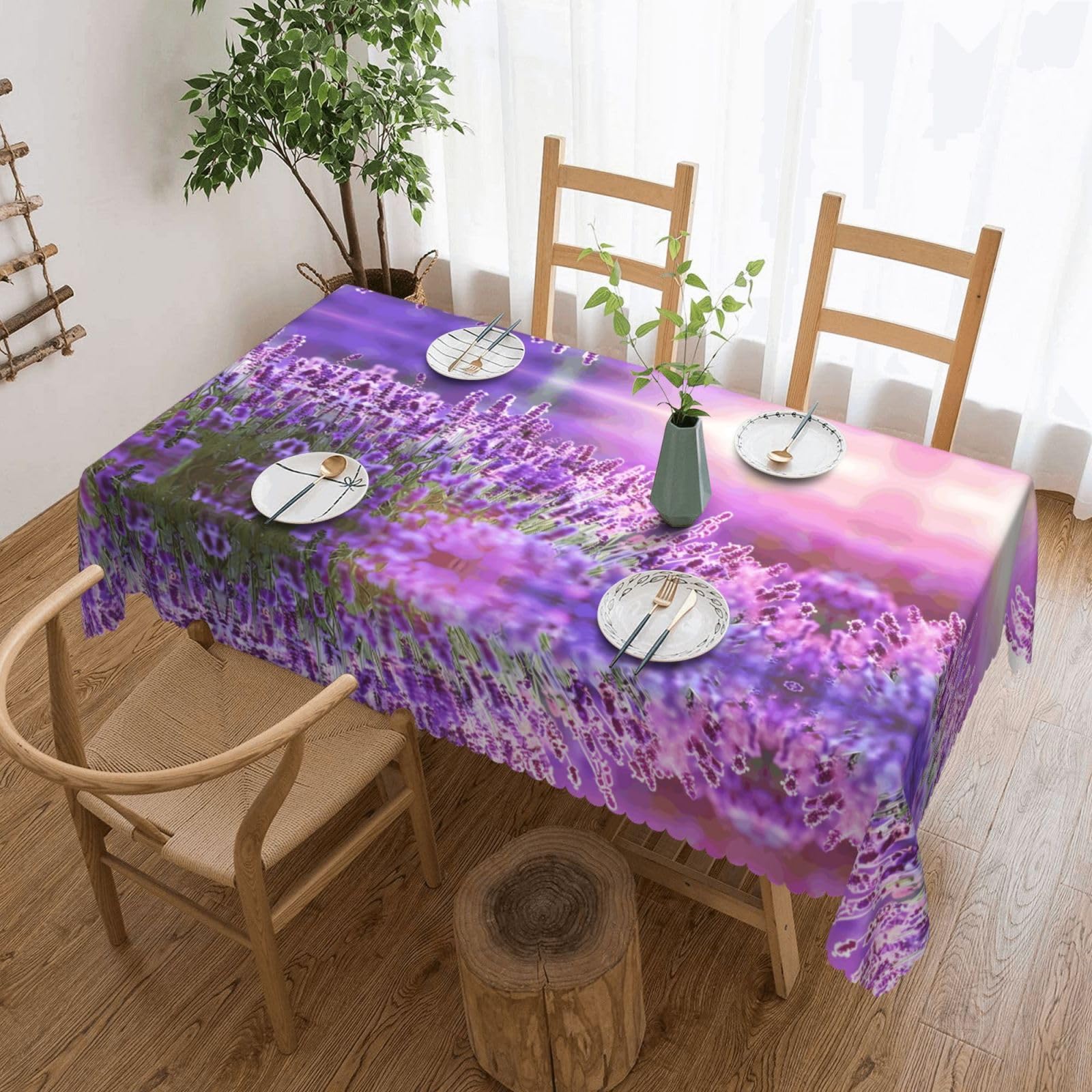 MROWYC Romantic purple lavender Printed tablecloths are suitable for hotels, picnics, and parties, and can effectively protect the tabletop