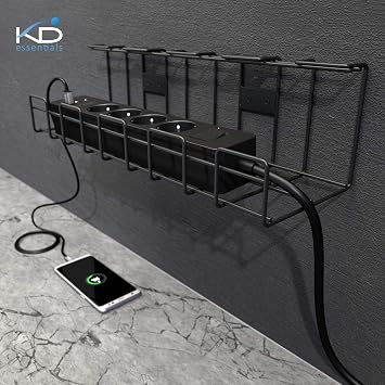 KD Essentials – Under-Desk Cable Management – size M | 2× set size M, secure mounting with screws, for cables, chargers, extension leads