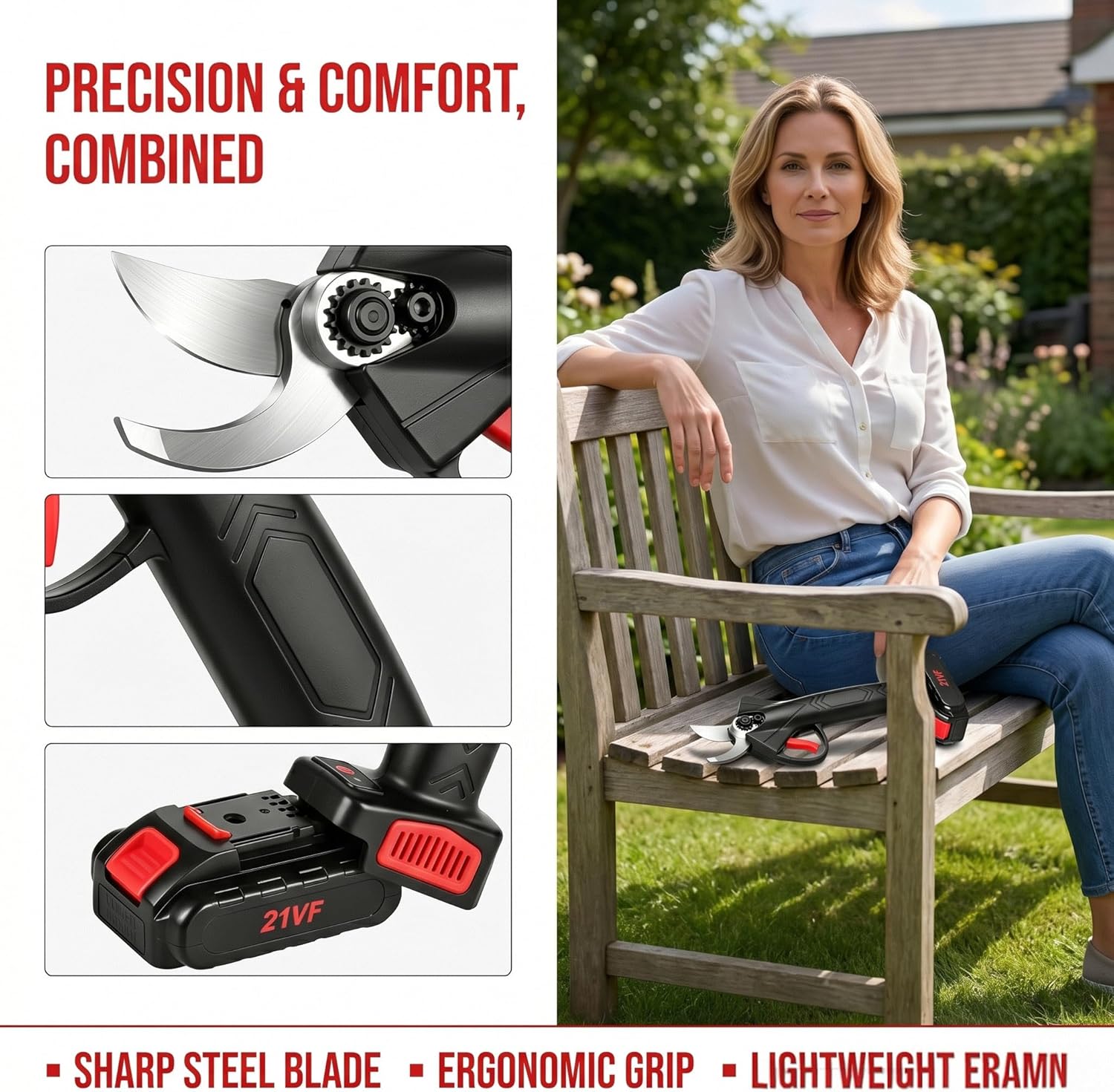 Wood Ranger Power Shears, Complete Handheld Pruning Shears Set Including 2 Rechargeable Batteries and 2 Blades, Ideal for Yard Work, Lawn Care, and Trimming Branches and Hedges