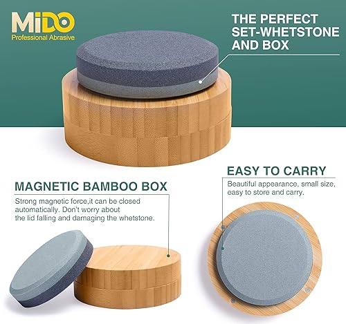 Miniatura 3 de Afilador multiusos de doble grano y afilador de herramientas con caja de bambú