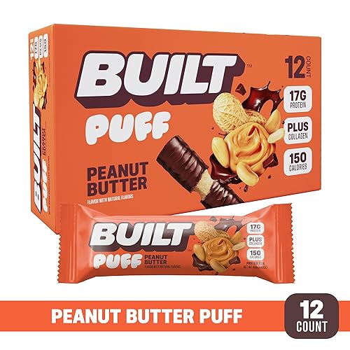Miniatura 3 de Built Bar, Barras de proteína Puff, sabor mantequilla de maní Puff, aperitivos con 17g de proteína, barras para llevar, solo 150 calorías, 6g de