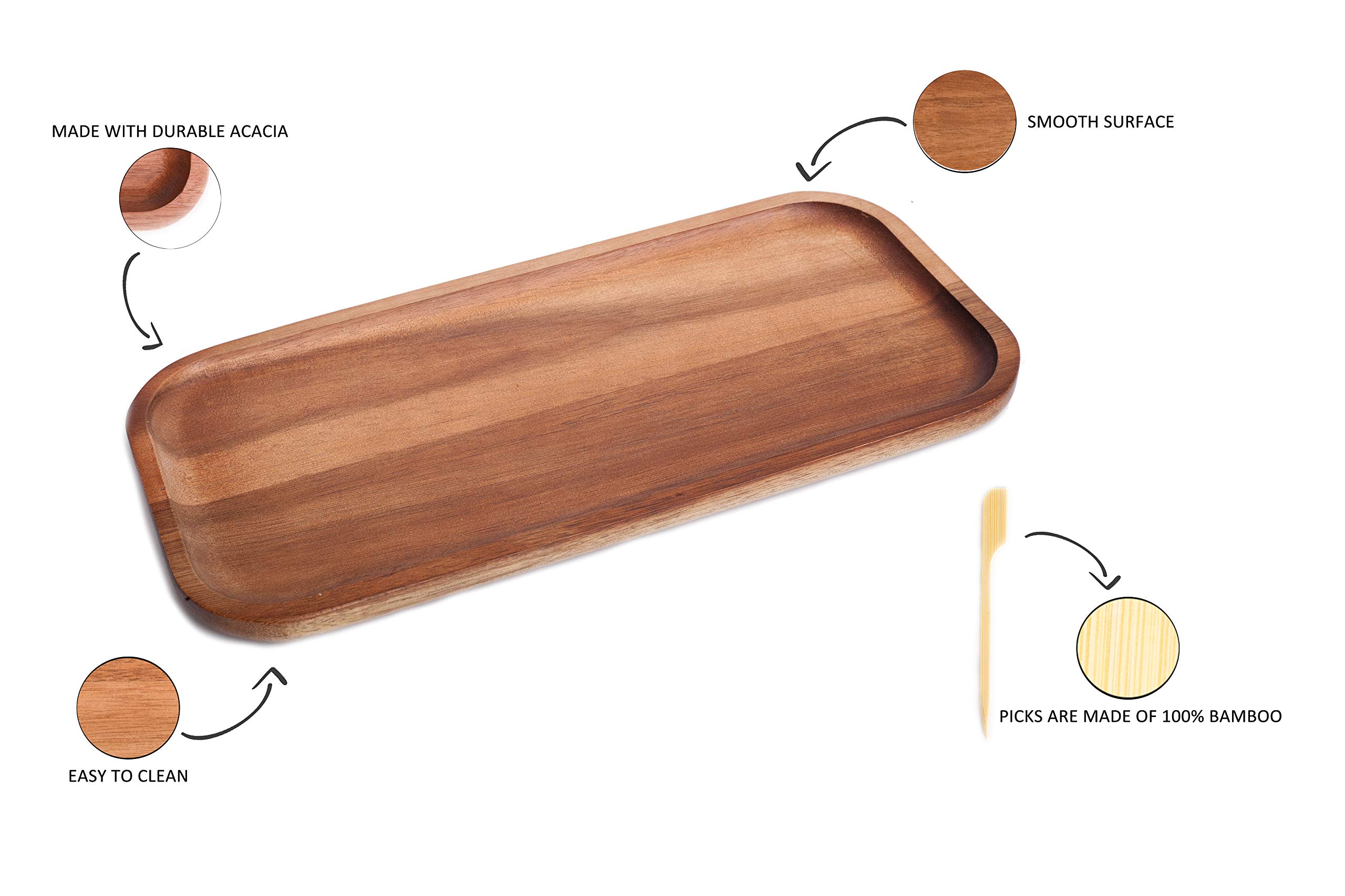 Wood Serving Platter Tray Plate, Wooden Steak Plates, Set of 1 Small