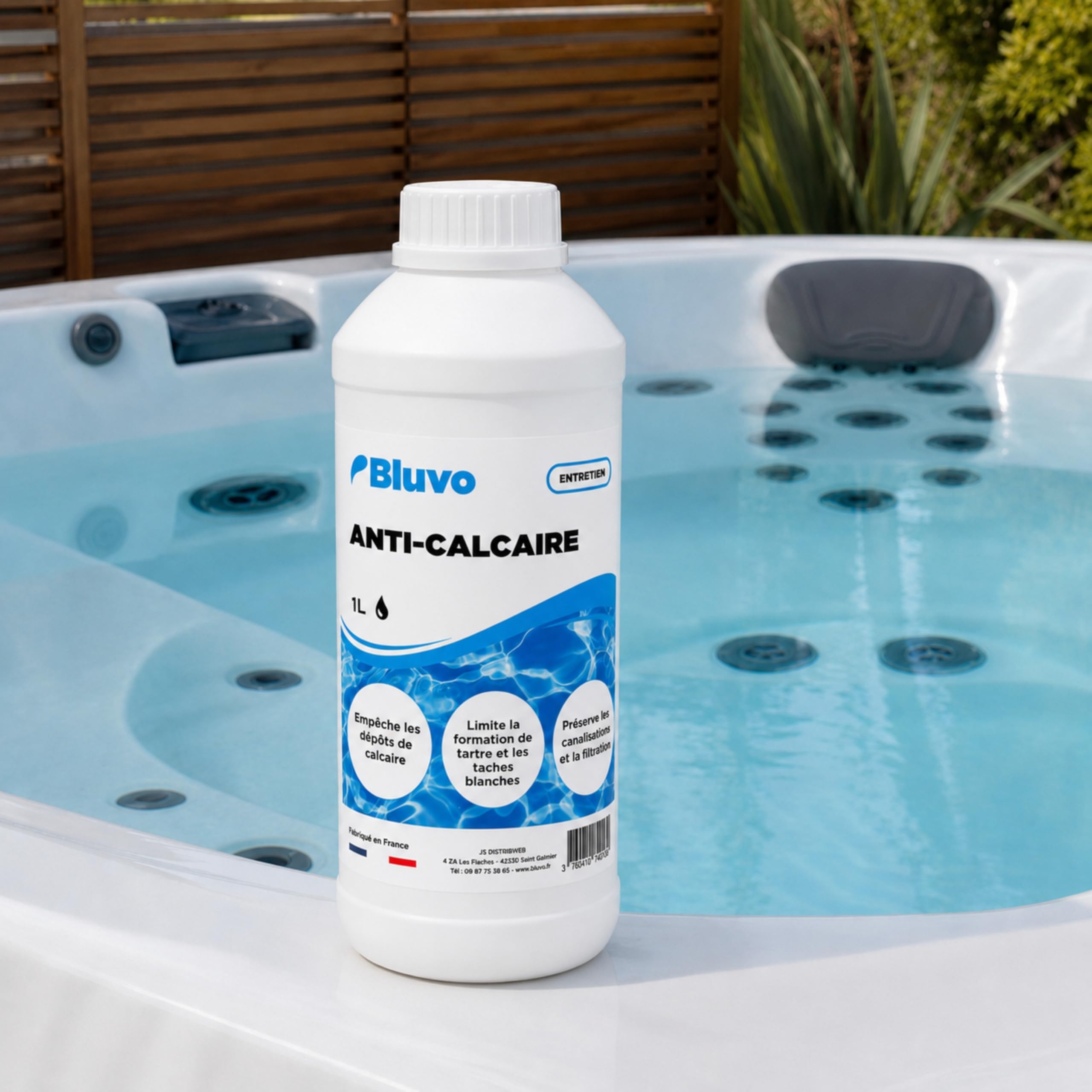 Bluvo Anti Calcaire Piscine et Spa – Traitement Préventif 1L Fabriqué en France