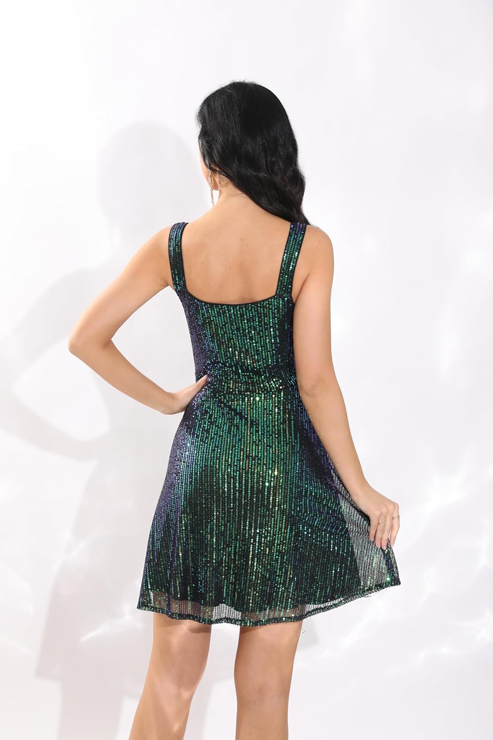 Sequin Mini Dress for Women, Sparkly Sleeveless Cocktail Shimmer Party Dress for Halloween, Club & Fall Weddings - Image 3