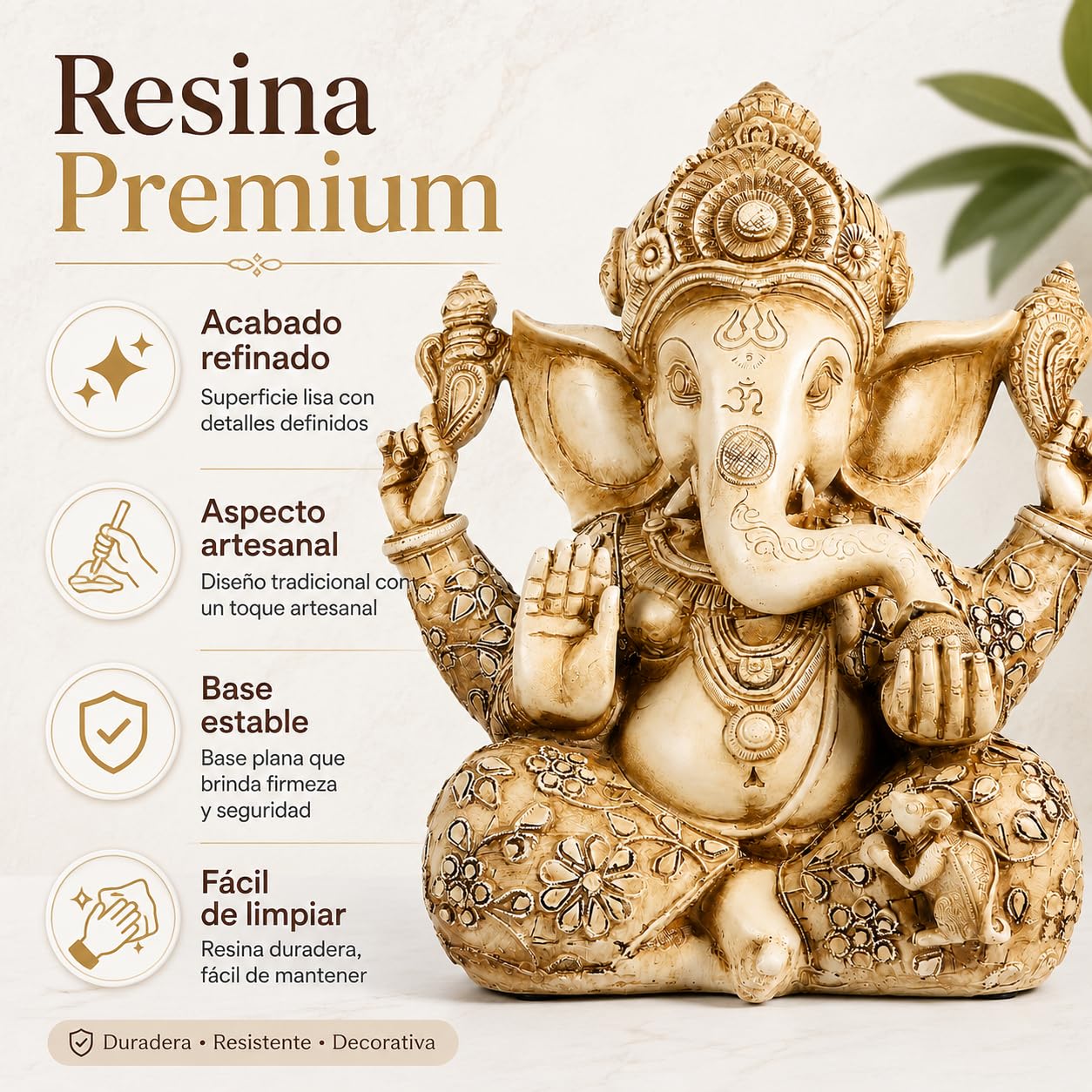 Señor Ídolo Estatua de elefante Buda Ganesh escultura 26. 5 x 30. 5 cm Blessing Home Diwali Decoración Resina Arte Artesanía Escritorio Ornamento
