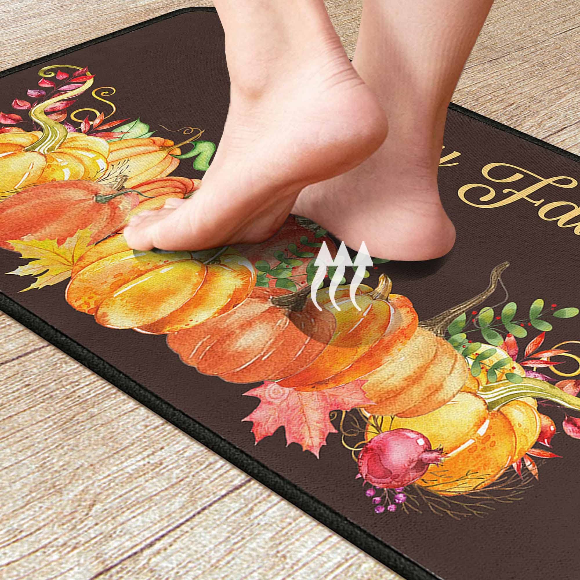 Kürbis-Küchenmatten Set (2er) – Herbst-Deko Für Boden, Rutschfest & Waschbar – 43x73 Cm & 43x119 Cm
