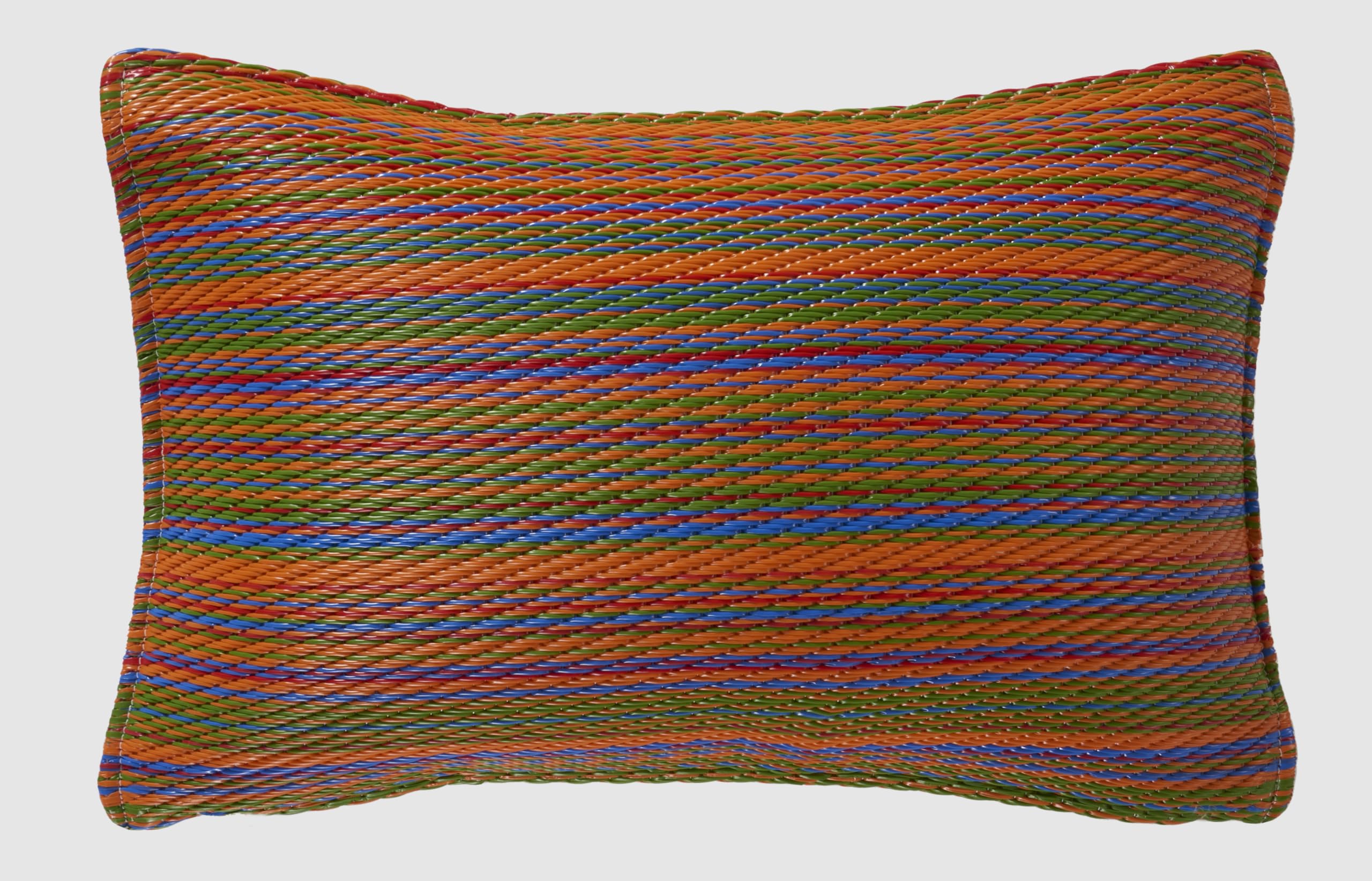 Fab Habitat Outdoor Premium Recycled Plastic Lumbar Pillow - Waterproof, Fade Resistant - Striped - Patio, Porch, Deck, Balcony - Cancun - Multicolor - 14" x 22"