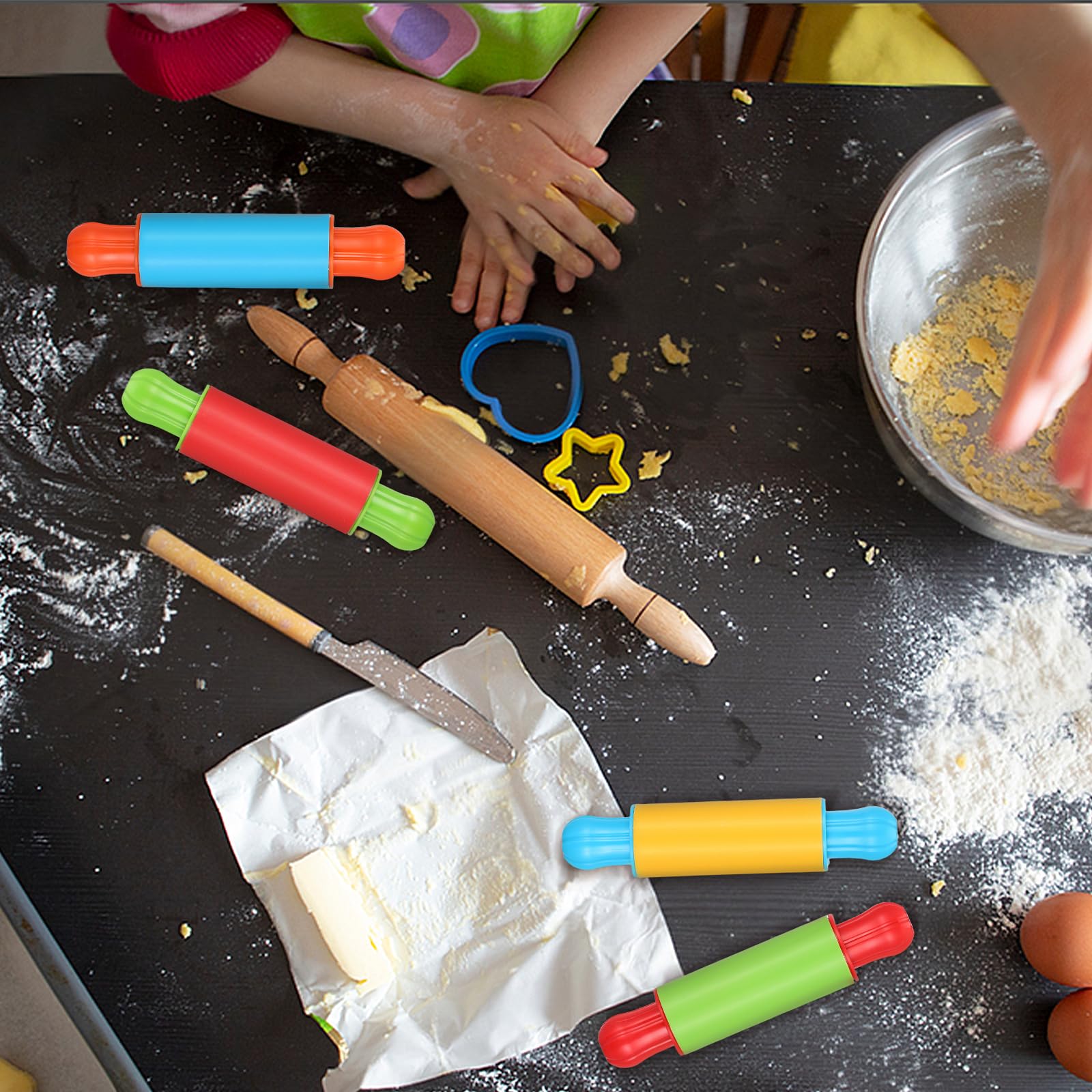 4pcs Clay Rolling Pin Soft Clay Plasticine Dough Modelling Roller Sticks Children Clay and Dough Playing Tools Kids Playdough Kit