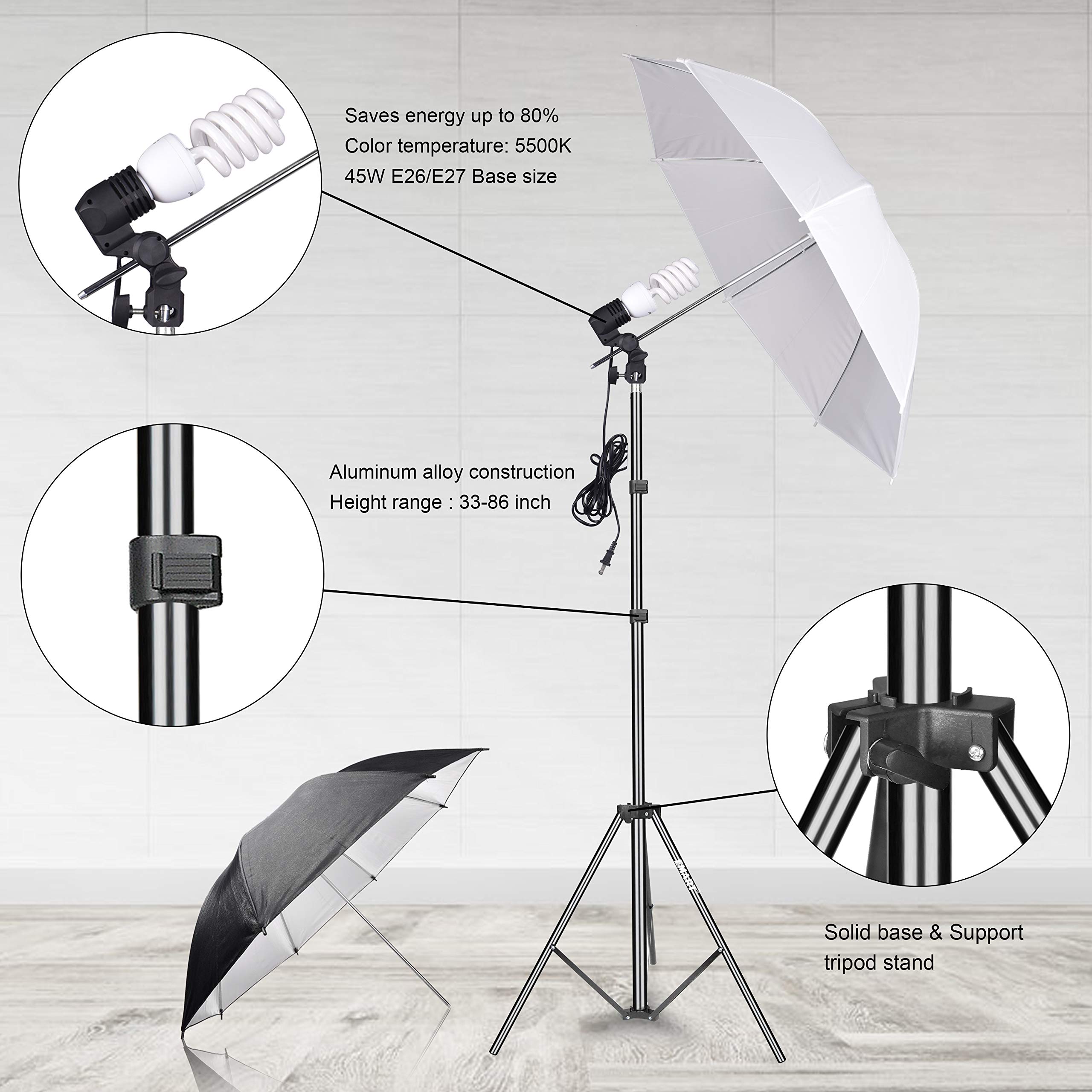 Emart Photography Backdrop Lighting Kit,Studio Camera Photo Light Equipment for Beginner or
