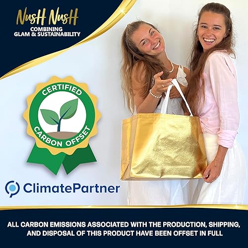 Miniatura 3 de Nush Nush Bolsas de regalo doradas extragrandes – Juego de 12 bolsas de regalo reutilizables extra grandes con asas – Bolsas de regalo XL perfectas