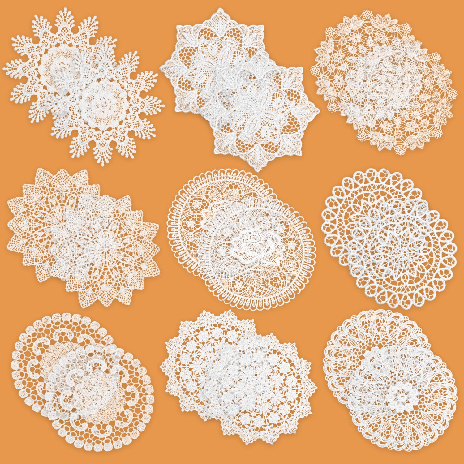 Sous-verre en dentelle au crochet rond 20 cm napperon vintage cuisine lot de 18