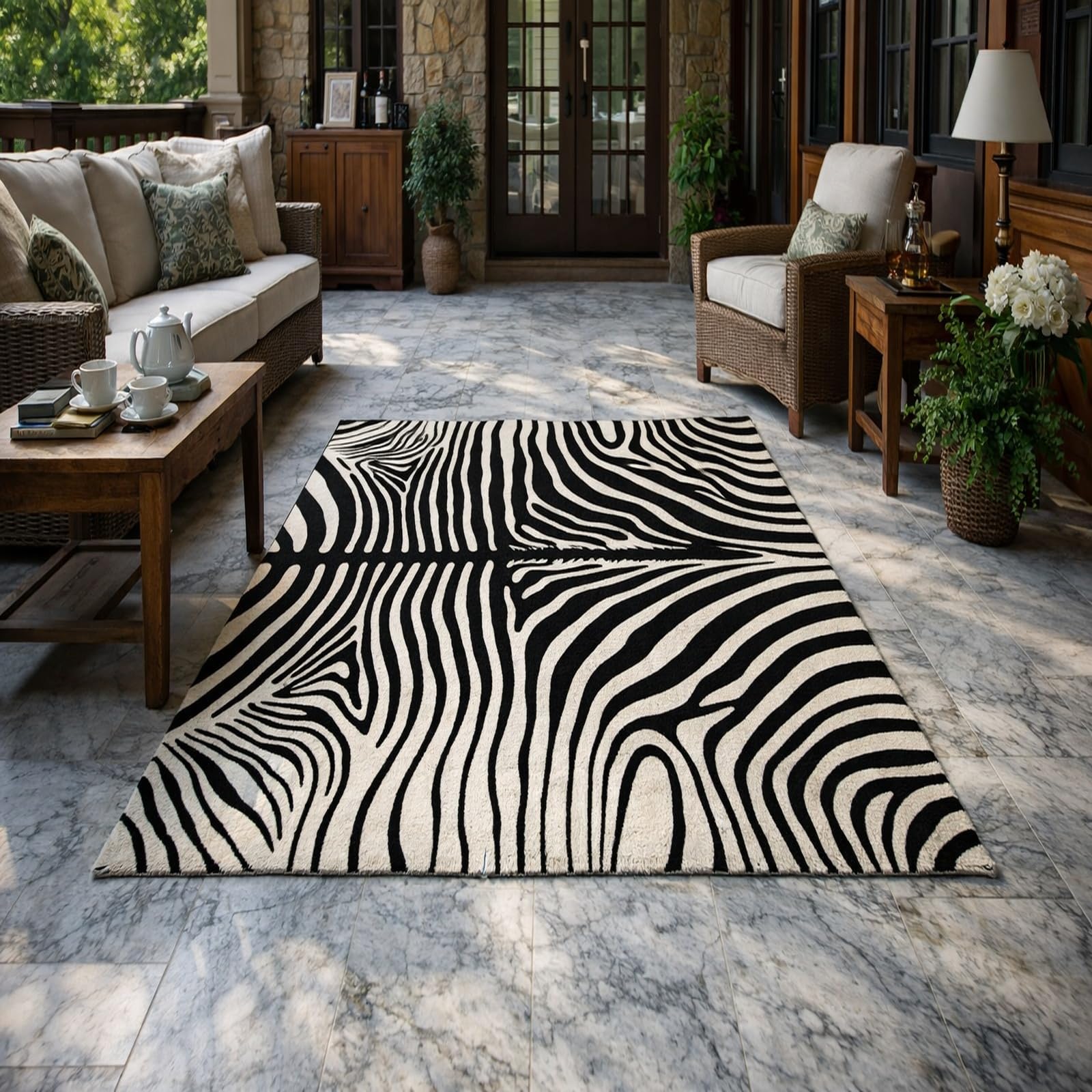 Alfombra lavable 130x160 cm Rururug de pelo corto negro abstracto para salón