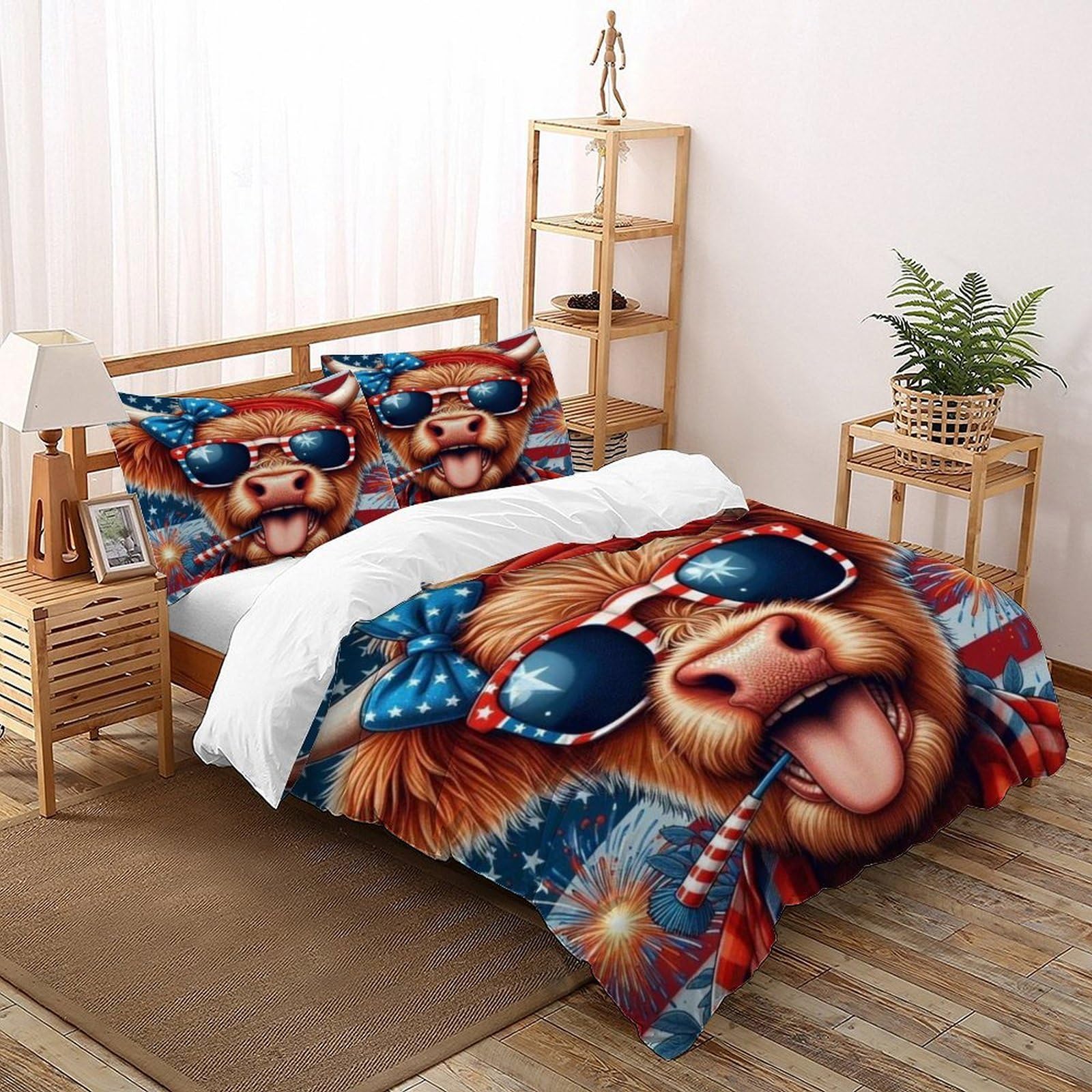 Housse de couette vache 260x220 pour une chambre style ranch US