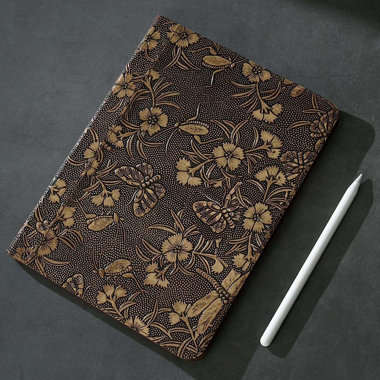 Gexmil Etui dla iPad Pro 11 Cala,4./3./2./1. Generacji 2022/2021/2020/2018 Cover,Real Leather z Pencil Uchwyt,Automatyczne Usypianie/Czuwanie,Regulowany Stojak,Antypoślizgowy,Model Motyla