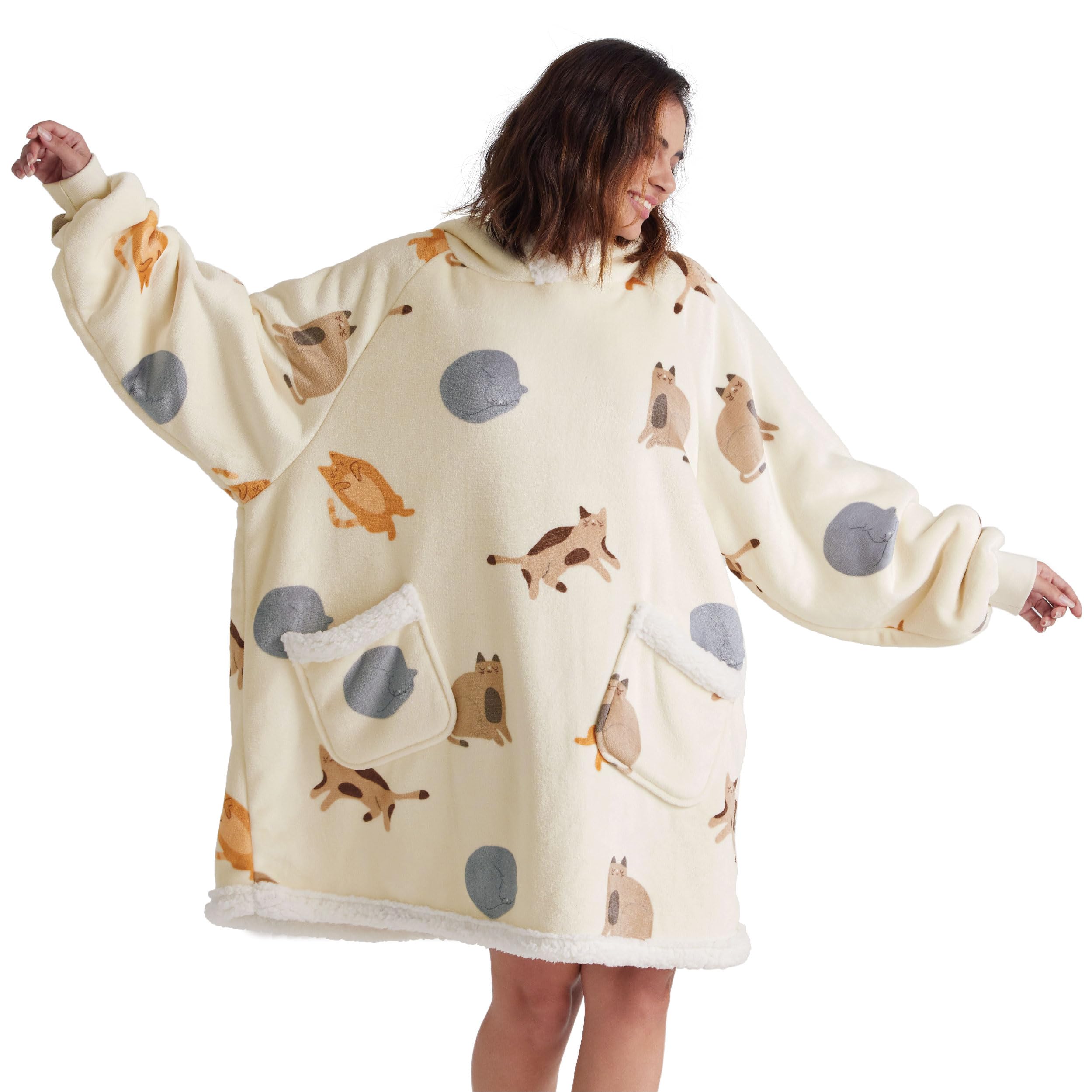Bedsure Bluza koc z kapturem w kratę