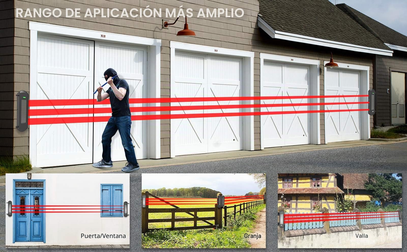 HTZSAFE Sistema de Alarma de Entrada inalámbrica Solar | 1/2 Milla de Largo Rango de transmisión, 300 pies de Ancho, Rango de Sensor