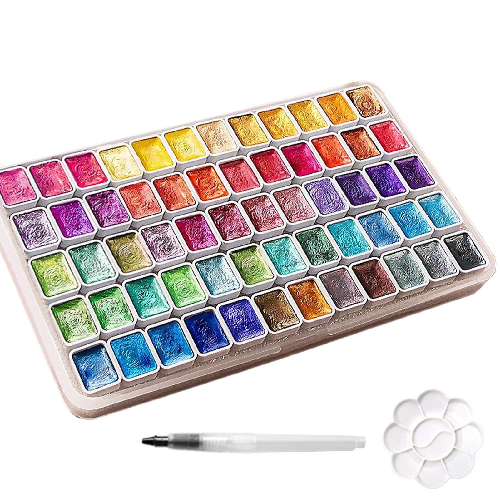 Aquarelle scintillante 60 couleurs : kit de peinture nacrée complet pour l'école et le voyage