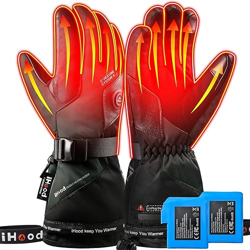 iHood Heated Gloves for Men and Women, 7.4V Rechargeable Waterproof Touchscreen Battery Electric Heated Hand Warmer Gloves for Outdoor Activities