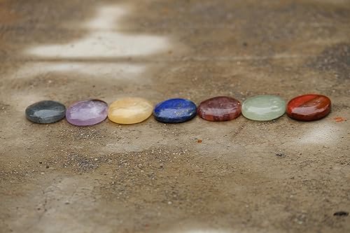Miniatura 7 de Jet 7 piedras de chakra de forma ovalada seleccionadas a mano naturales para curación, reiki, meditación y equilibrio de chakras, tamaño aproximado