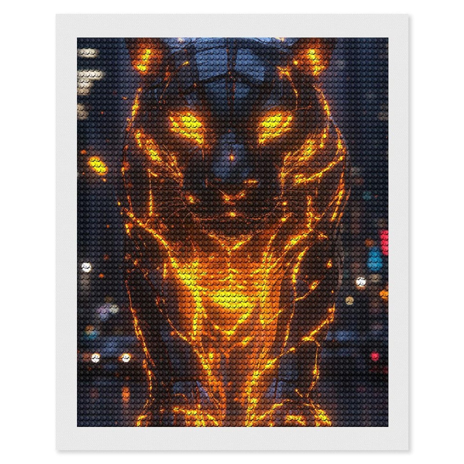 Junmoney Glowing Tiger in Cityscape Diamond Painting Set 16"x20", Full Kit Included, Sparkling Round Gems, Farmhouse Decor, Festive Craft Gift