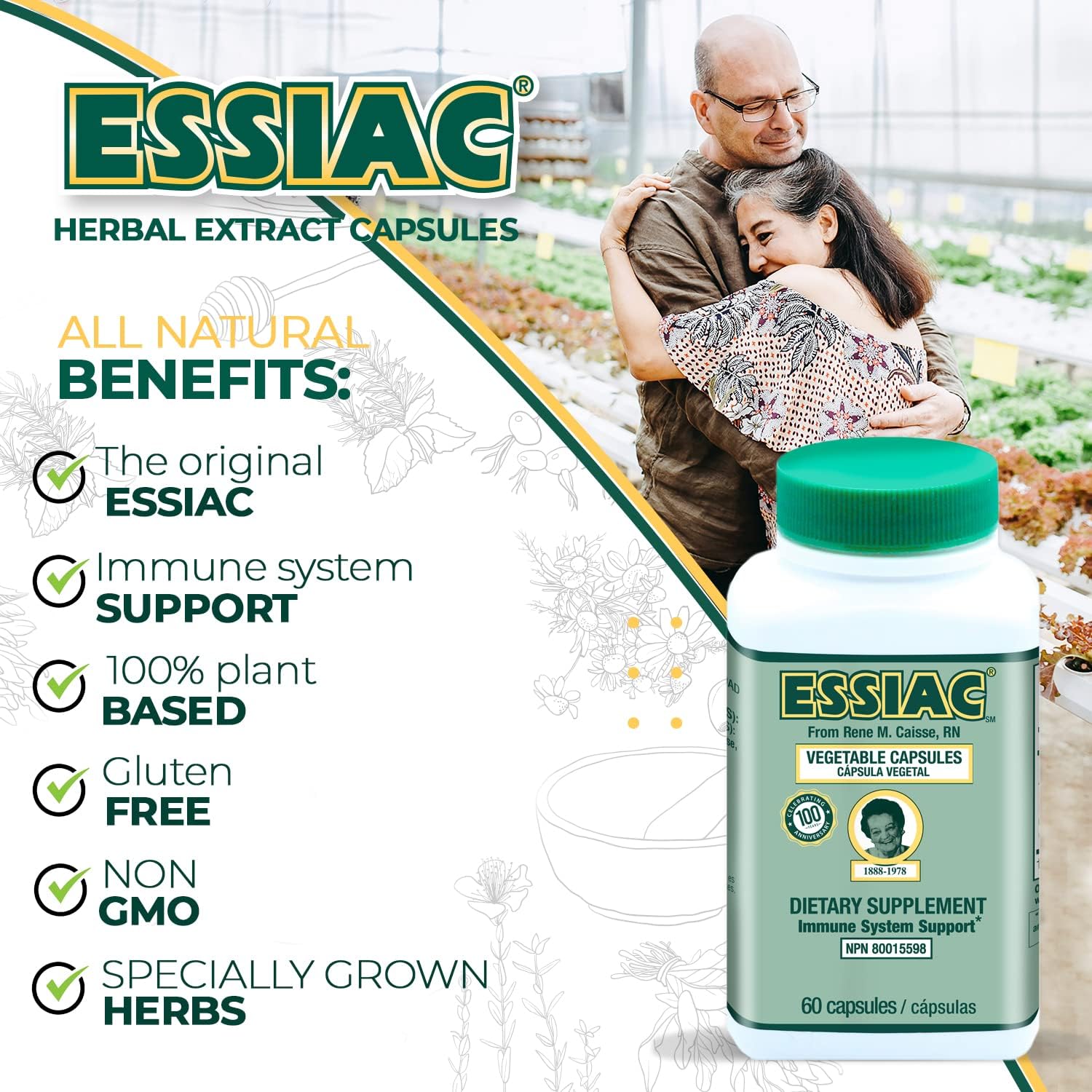 ESSIAC Tea All-Natural Herbal Extract Capsules – 60 Capsules | Powerful Antioxidant Blend to Help Promote Overall Health & Well-Being | Original Formula Since 1922 - Image 3
