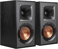 Klipsch R-51M Bookshelf Speakers (Pair) - Tractrix Horn, Dual 5.25" Woofers, Crystal-Clear Sound Black