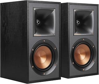 Klipsch R-51M Bookshelf Speakers (Pair) - Tractrix Horn, Dual 5.25" Woofers, Crystal-Clear Sound Black