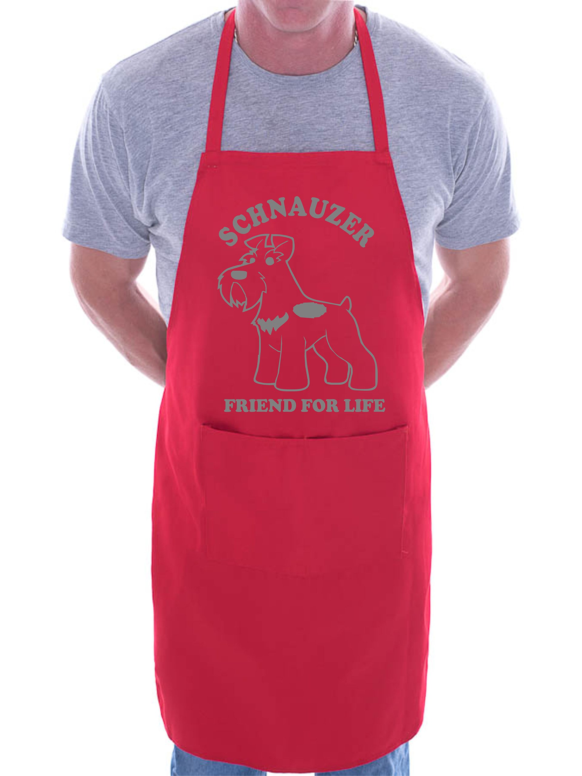 Print4U Schnauzer Dog Lovers Gift BBQ Cooking Funny Novelty Apron Red