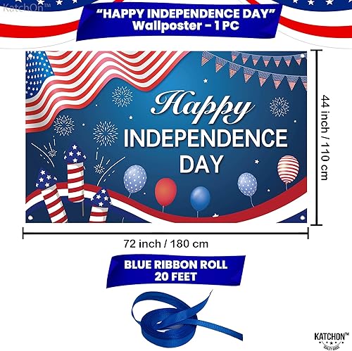 Miniatura 2 de KatchOn, Cartel extragrande del Día de la Independencia  72 x 44 pulgadas  Cartel del 4 de julio, decoraciones del Día de la Independencia  Fondo