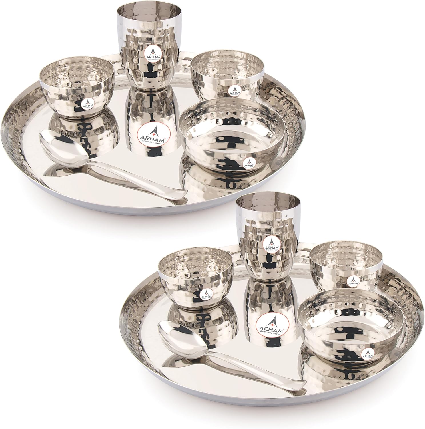 Dinner Set | 12 Pcs (Big 2 Set) | Dinner Set for Gift | Hammered Dinnerware | Durable and Heavyweight | Food Grade, Non Rusting, Dishwasher Safe, Strong & Long Lasting