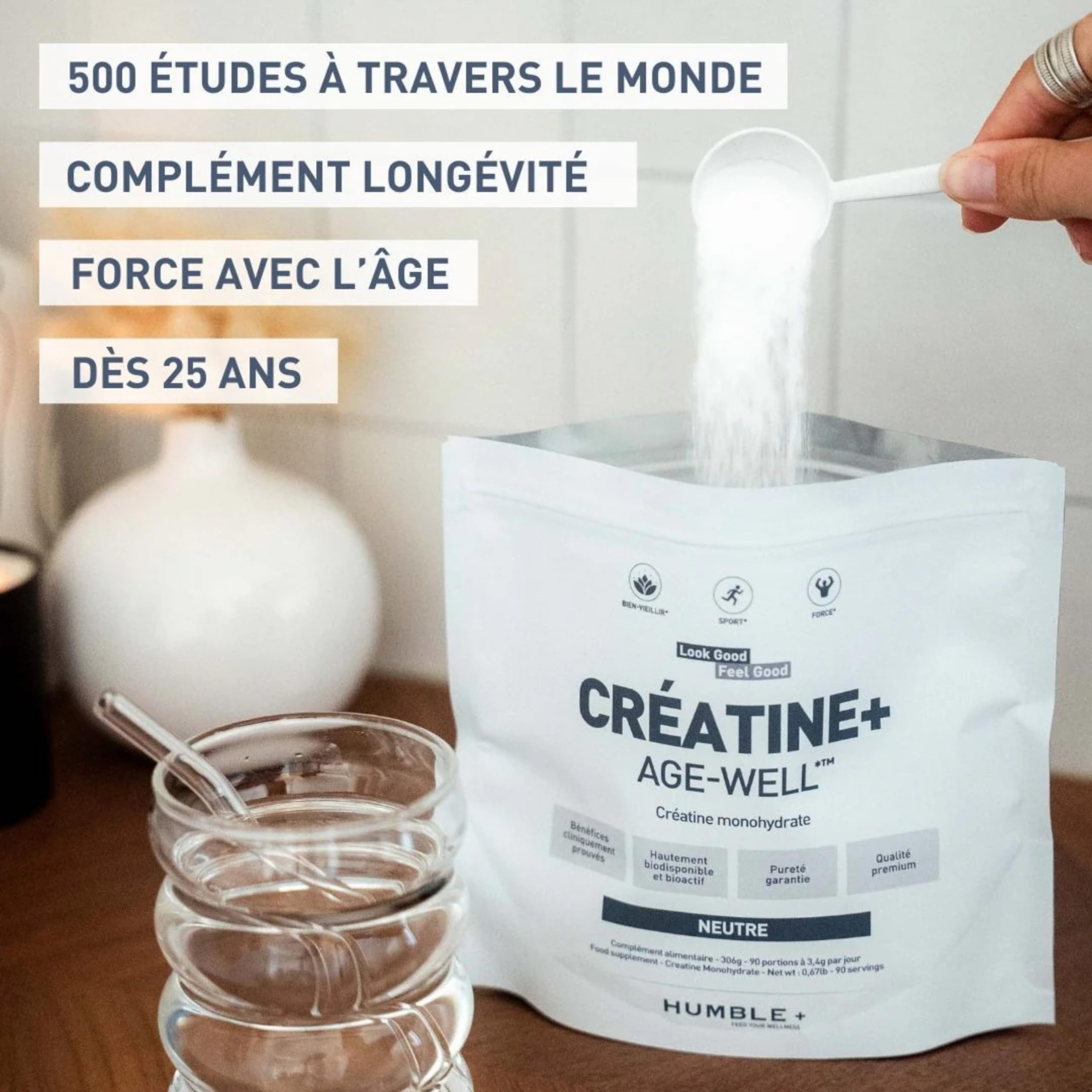HUMBLE+ Pack Bien Vieillir 3 Mois - Collagène Naticol + Créatine - 2 kg | Peptides Marins & Monohydrate en Poudre - Programme sur Plusieurs Semaines - Complément Alimentaire - Marque Française