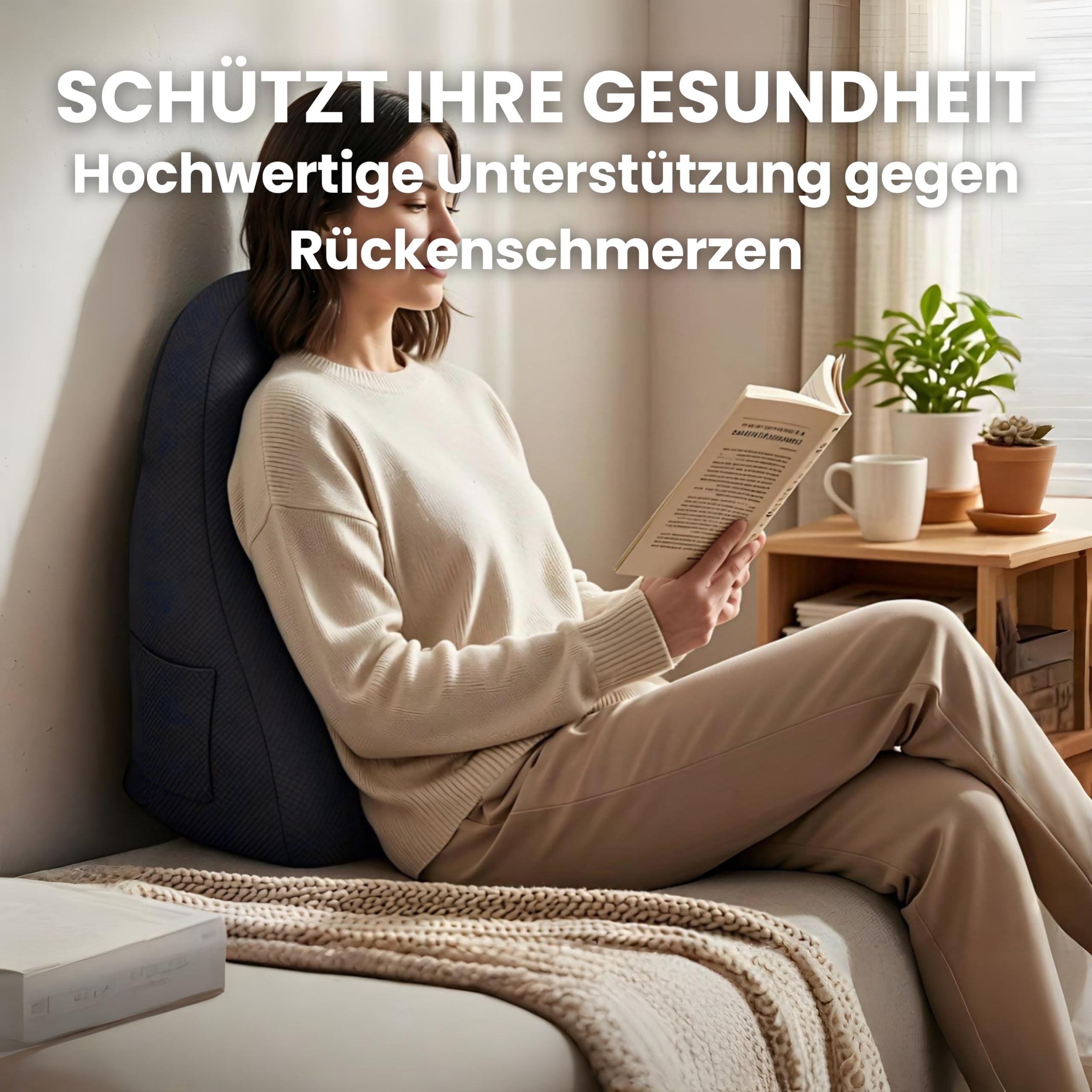 Lesekissen für Bett und Sofa – Rückenkissen Memory-Schaum – Ergonomisches Dreiecksdesign – Natürliche Position – keilkissen Bett - Rücken und Lendenwirbelstütze