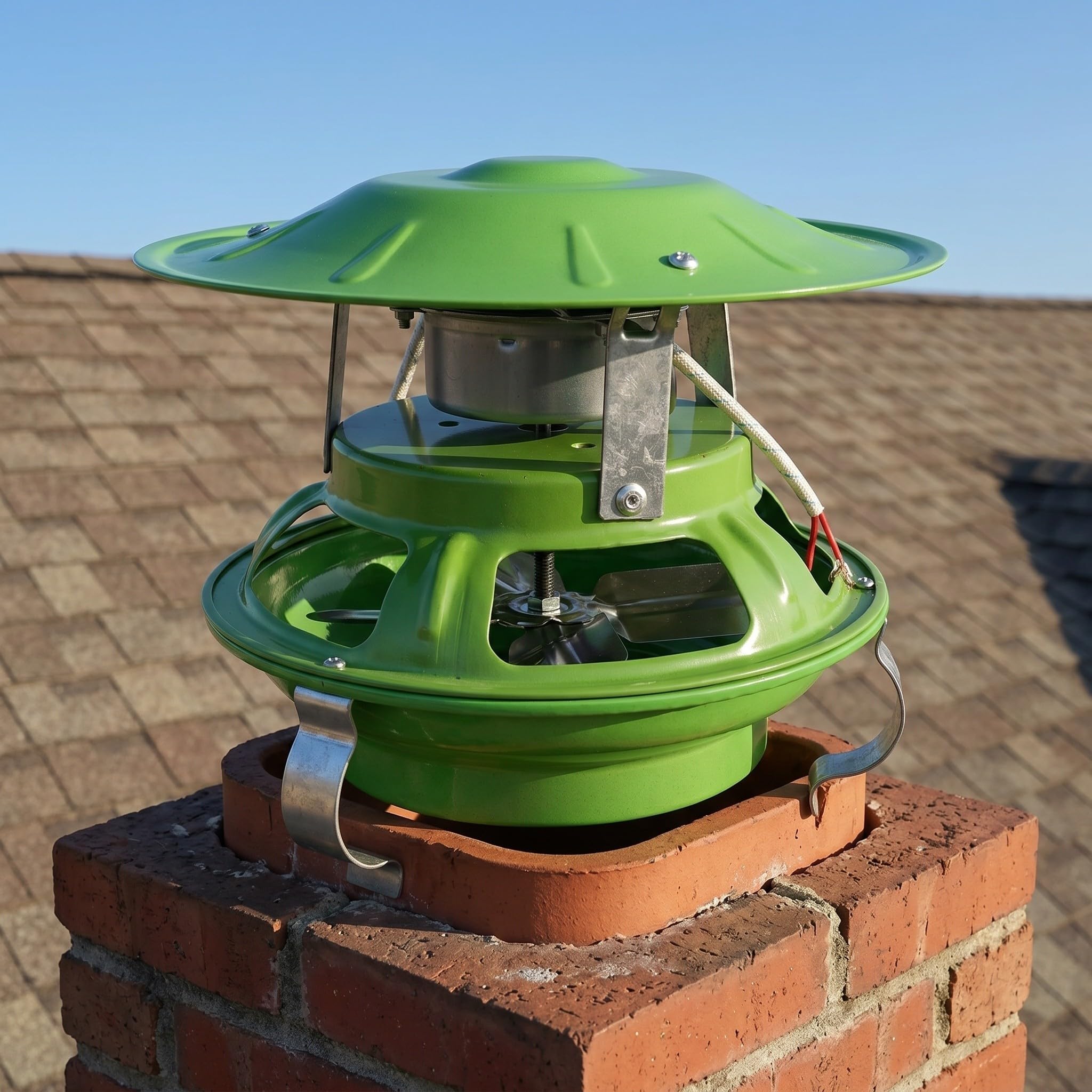 Ventilatore Tiraggio Indotto per Stufa, Ferro, Apertura 13cm, Verde