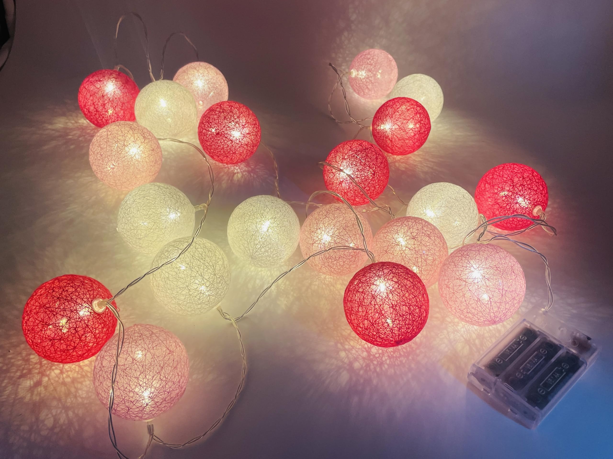 Hileyu Luci A Stringa Con Palline Di Cotone 3m (20 LED) – Batteria AA – Per Interni/Esterno Grigio - 2