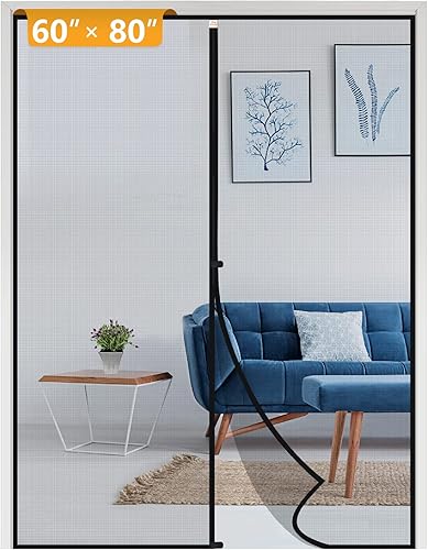 Miniatura 79 de Yotache - Puerta mosquitera magnética estrecha para puerta de 26 x 78 pulgadas, tamaño de malla de 28 x 79 pulgadas, malla de fibra de vidrio Negro