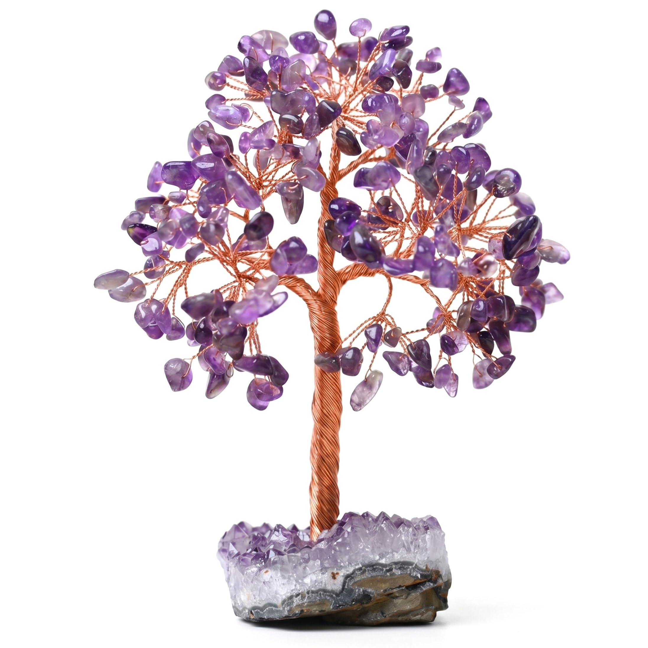 Neptuiby Crystal Tree, Multi-branch Amethyst Crystals Tree with Amethyst Cluster Base Purple Crystal Decorations for Home & Office.