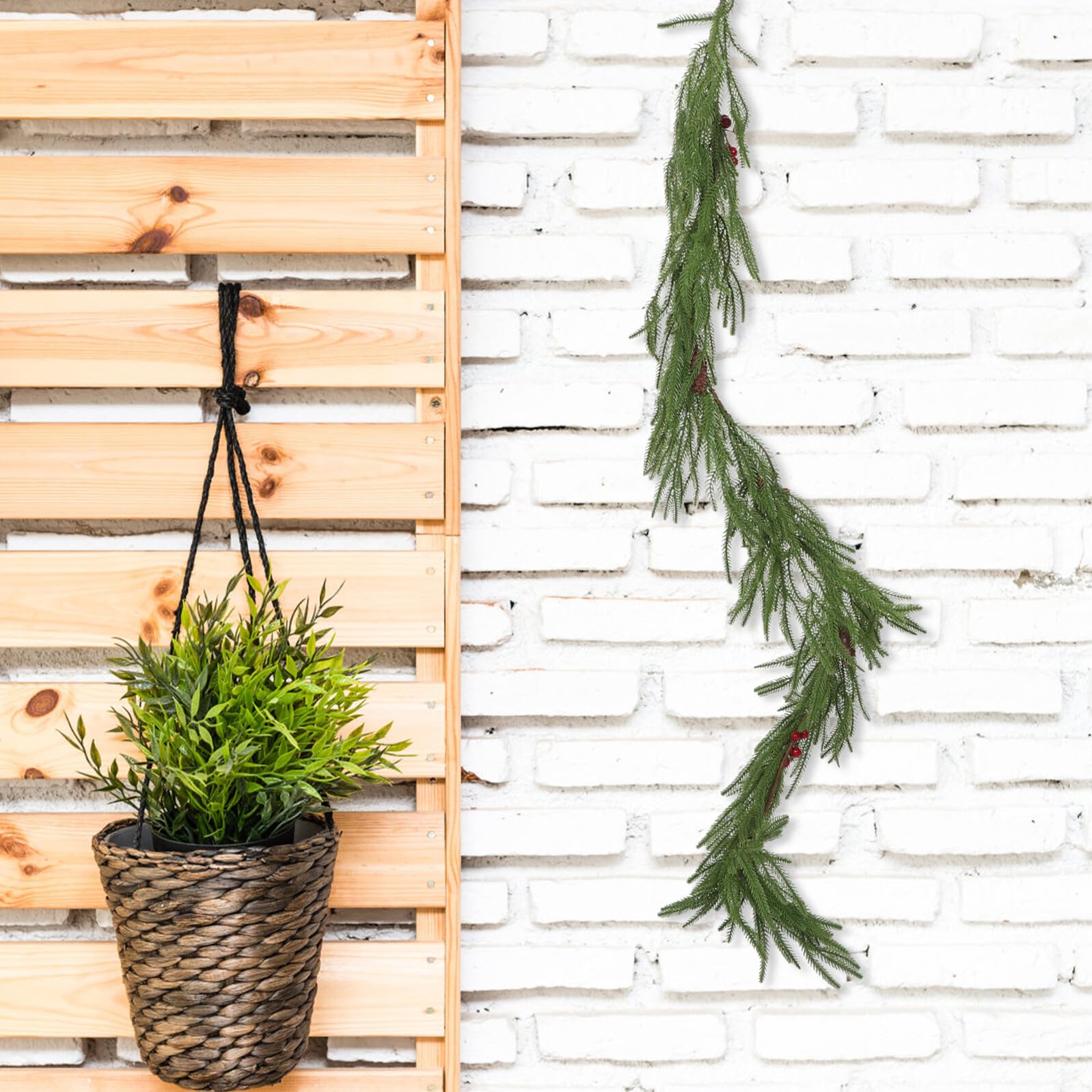 Realistische Norfolk Kiefer Girlande Weihnachtliche Künstliche Tisch Treppendeko Soft-Touch Faux Greenery für Innenbereich Vielseitige Festliche Mantel Wandverzierung