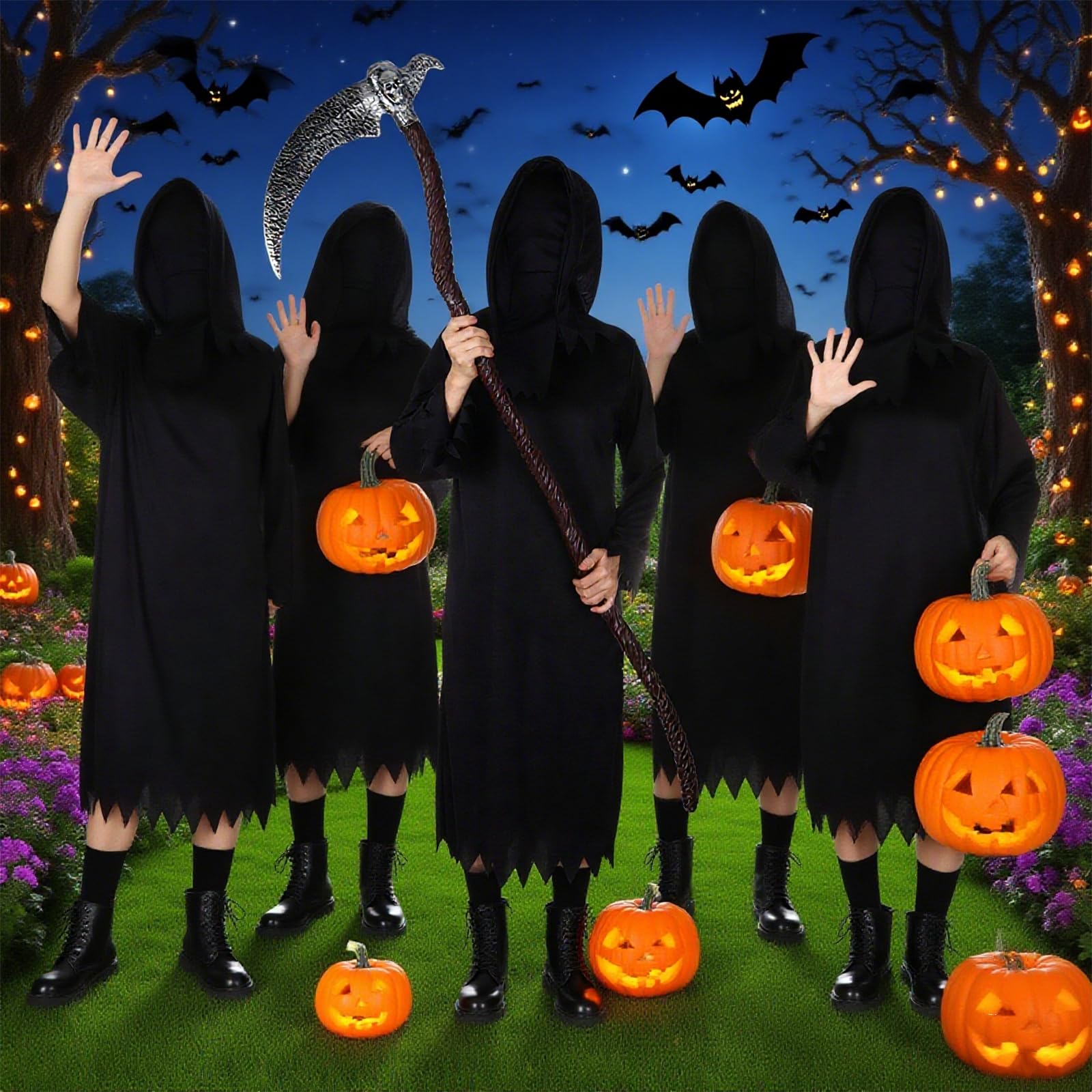 Kostium męski Żniwiarz, kostium na Halloween, dla chłopców, dziewczynki, straszne przebranie, na Halloween, imprezę, karnawał, Cosplay, 130 cm