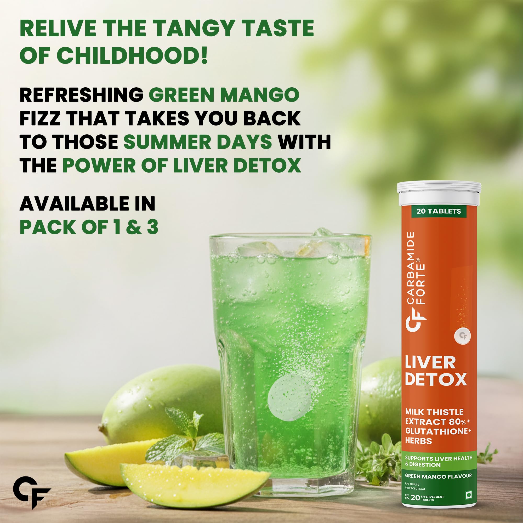 Carbamide Forte Liver Detox Supplement | Fatty Liver Detox Tablets with Clinically Researched Ingredients | Just Drop, Dissolve, Fizz & Drink | Green Apple Flavour - 20 Effervescent Tablets — Amazon image 4