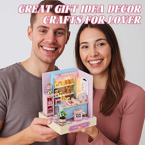 Miniatura 4 de Kisoy Casa de muñecas en miniatura con kit de muebles, kit de casa de madera 3D DIY con cubierta para el polvo, juguetes de casa pequeña hechos a