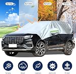 Car Windshield Cover for Ice and Snow, SUV Half Car Cover Top with Reflective Straps, Winter Car Snow Cover Universal Fit for Most Cars (SUV)