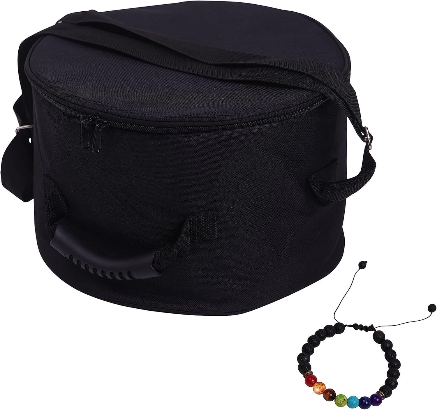 Singing Bowl Carry Case - 12 inch Black Padded Singing Bowl Bag, Sound Bowl Carrier/Crystal Bowl Bag for Storage and Transport - comes with Adjustable Unisex Chakra Bracelet