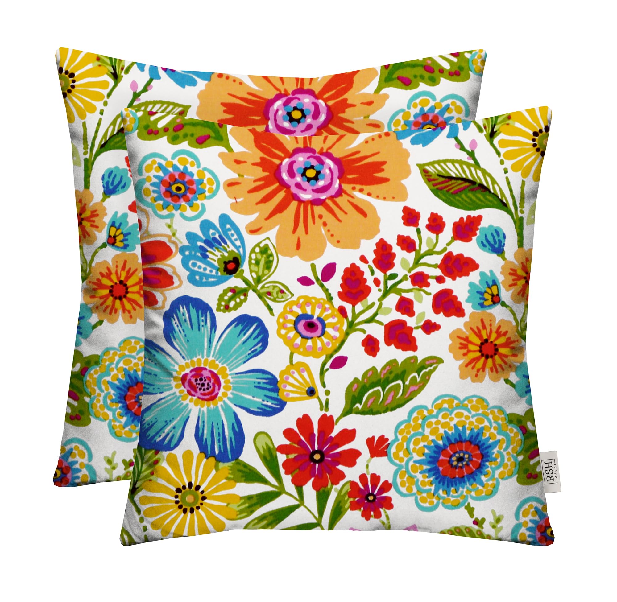 RSH DECOR Square Throw Pillows Set of 2, 17x17 Inch Decorative Pillows for Couch, Water-Resistant Patio Furniture Pillows, All-Weather Spun Fabric,
