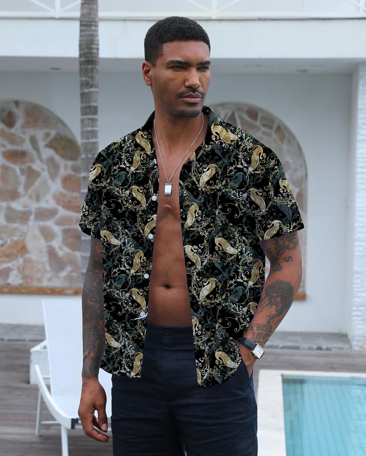 Hawaiian Shirt for Men Summer Casual Beach Button Down Short Sleeve Printed Tropical Vacation Shirts - Image 3