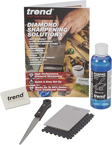 TREND DWSKITC El kit completo de afilado de tarjetas de crédito Diamond incluye piedra de afilar diamante, lima cónica, líquido de lapado y bloque