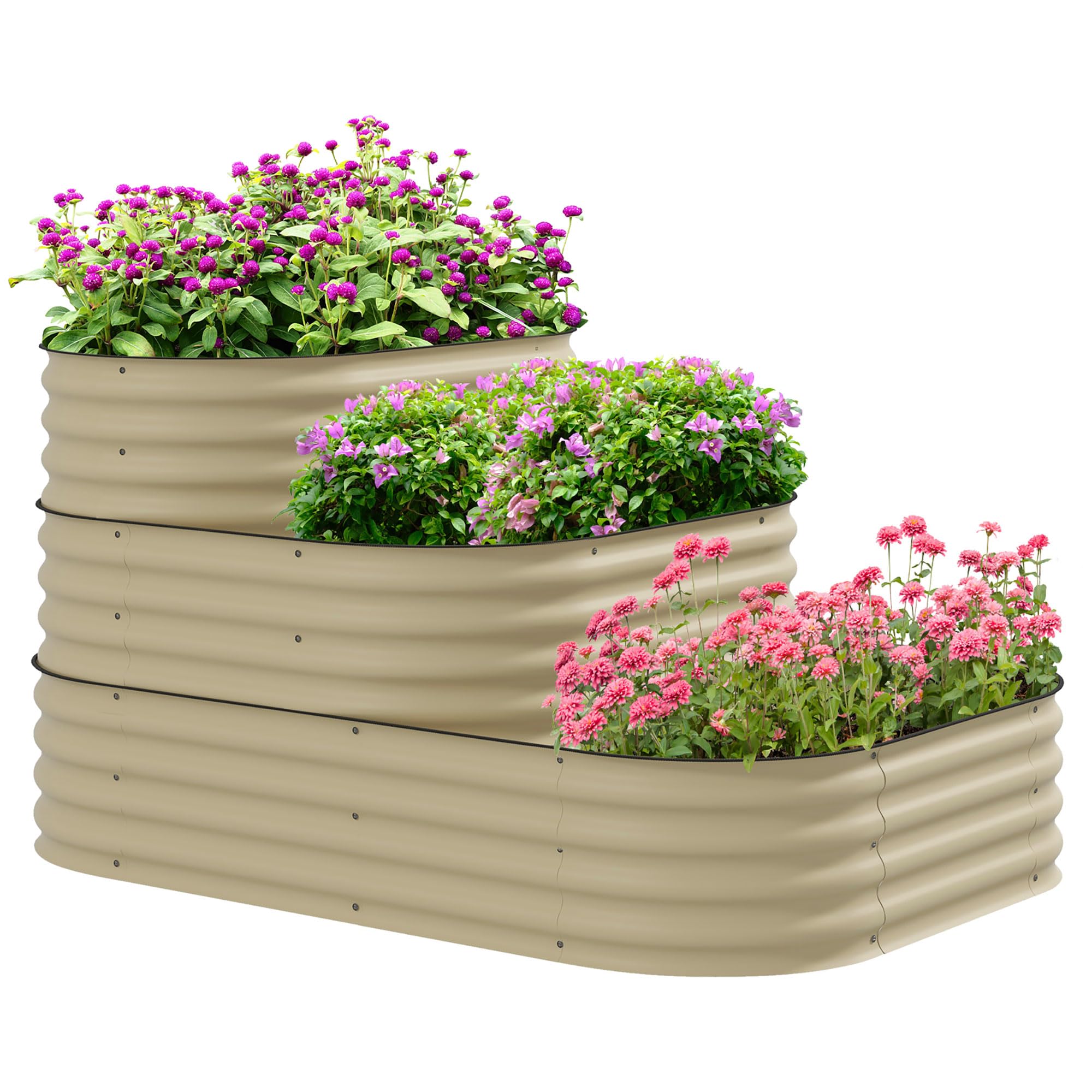 3-Tier Galvanized Steel Raised Garden Bed Kit, 62.25