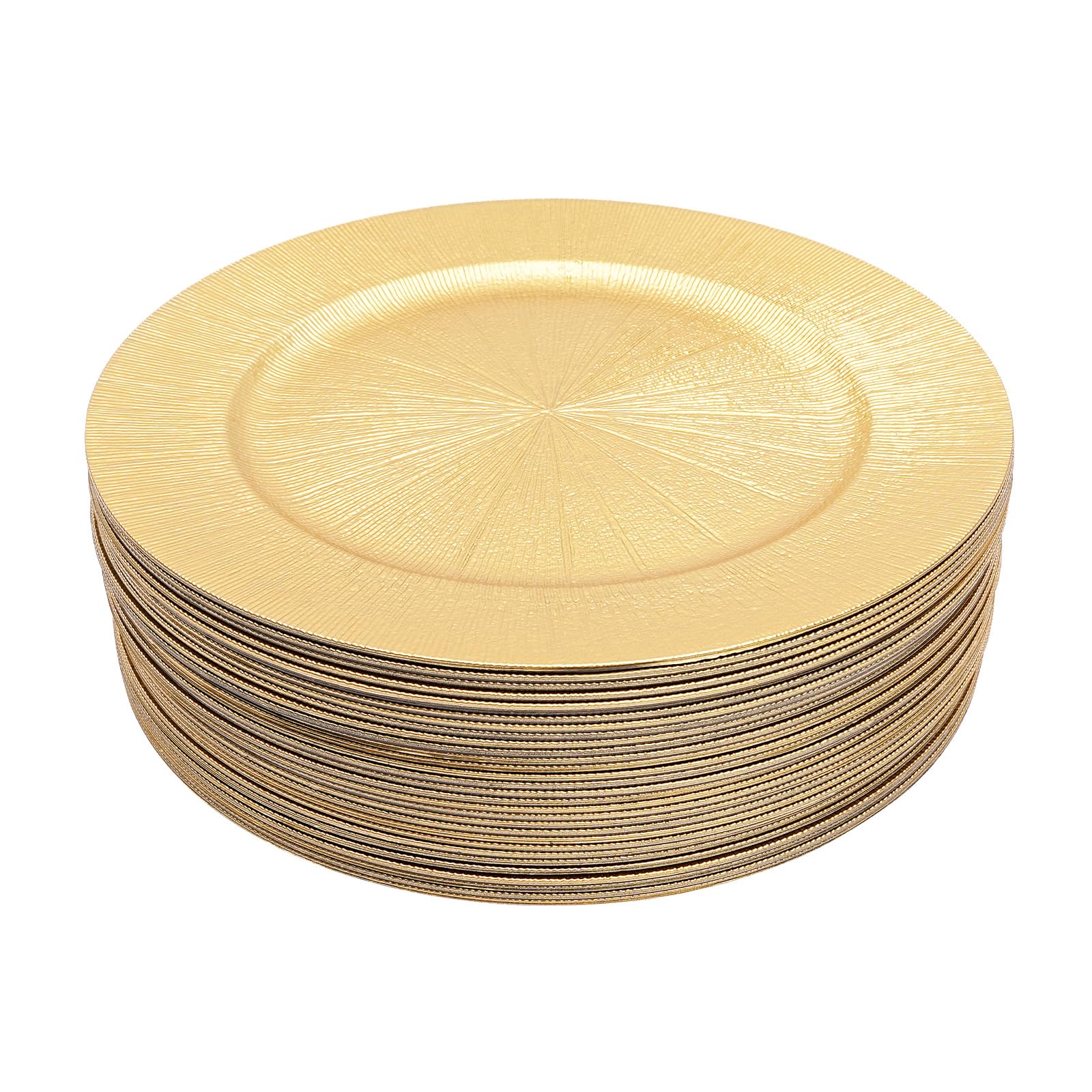 Set di piatti dorati per matrimonio, 50 pezzi, 33 cm, moderni, in polipropilene di alta qualità, impilabili, leggeri, riutilizzabili, design lucido per feste, banchetti, ristoranti