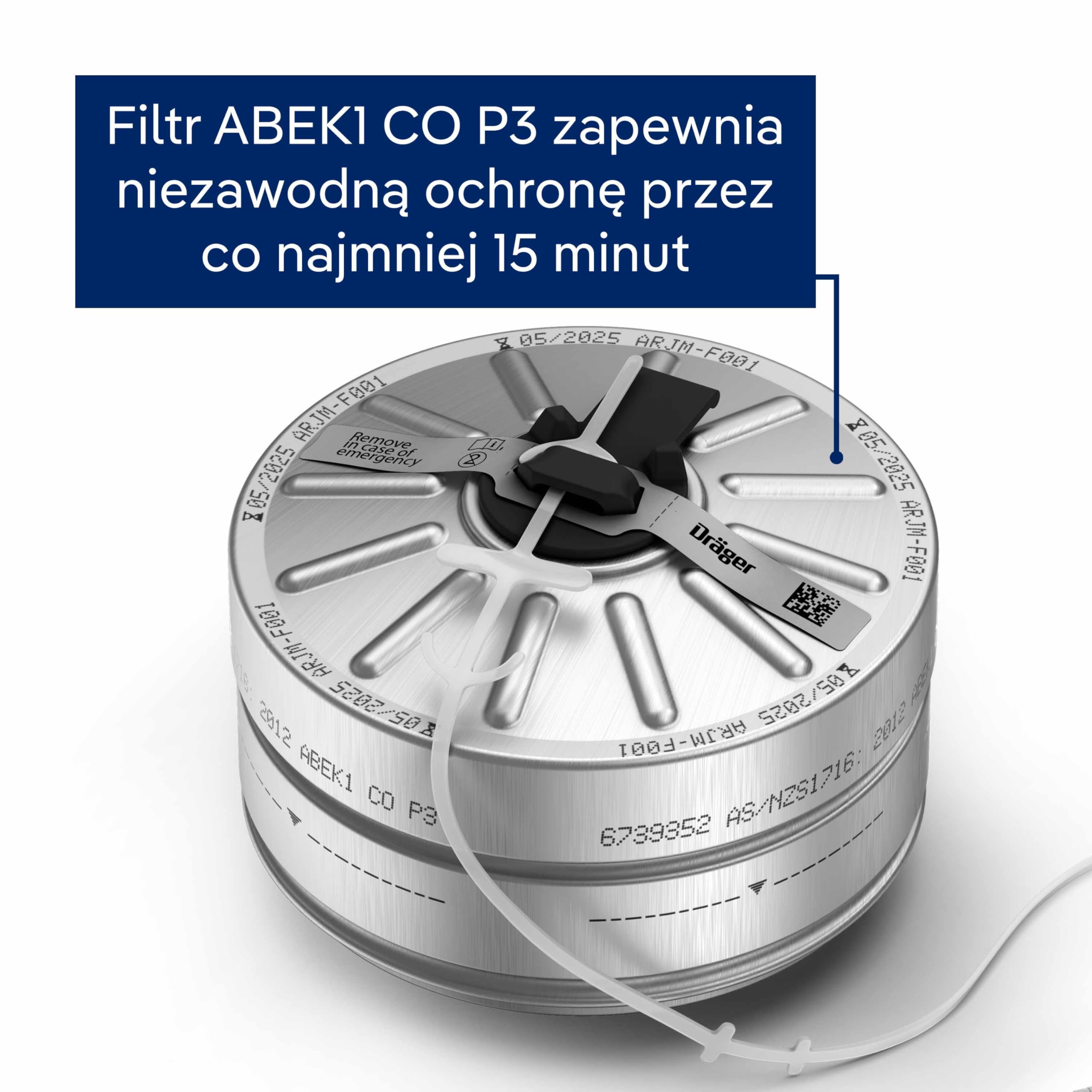 Dräger Parat 7500 okap przeciwpożarowy | skuteczna osłona ratunkowa z filtrem kombi ABEK CO P3