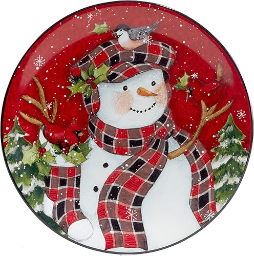 Miniatura 4 de Certified International Christmas Lodge Snowman - Platos de ensaladapostre de 9 pulgadas, juego de 4